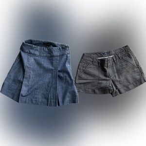GAP Shorts Dk Grey with Front Pleats / Banana Republic Blue Denim Skirt - Size 0